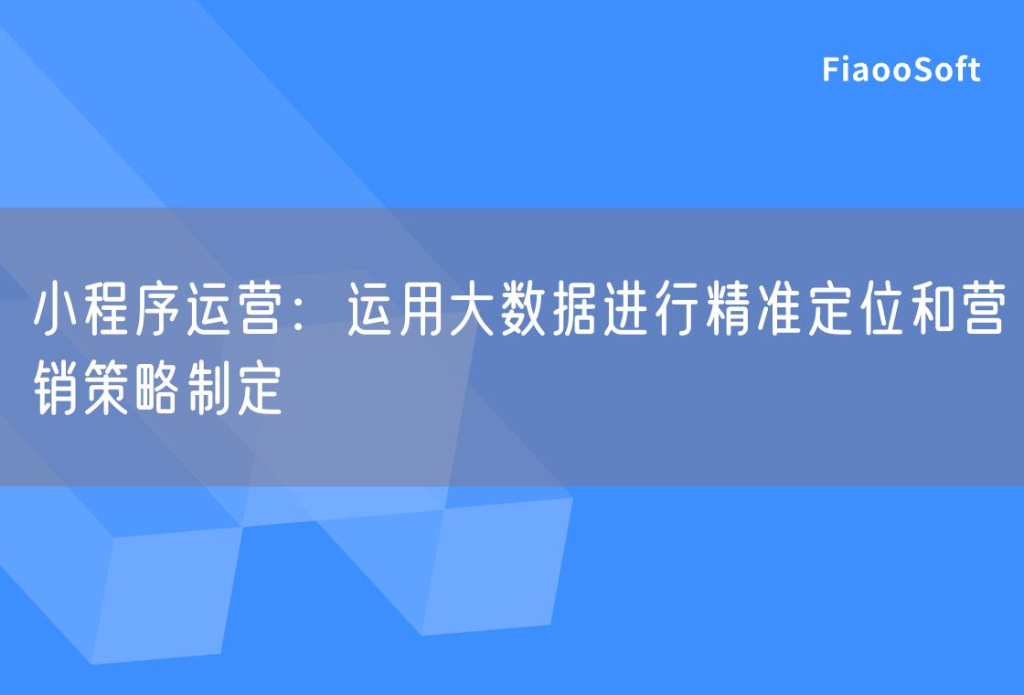小程序运营：运用大数据进行精准定位和营销策略制定